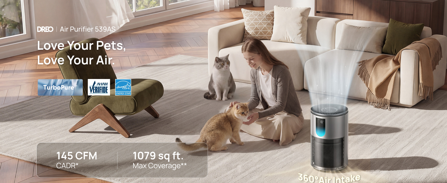 3-stage HEPA filtration system for pet dander and odor