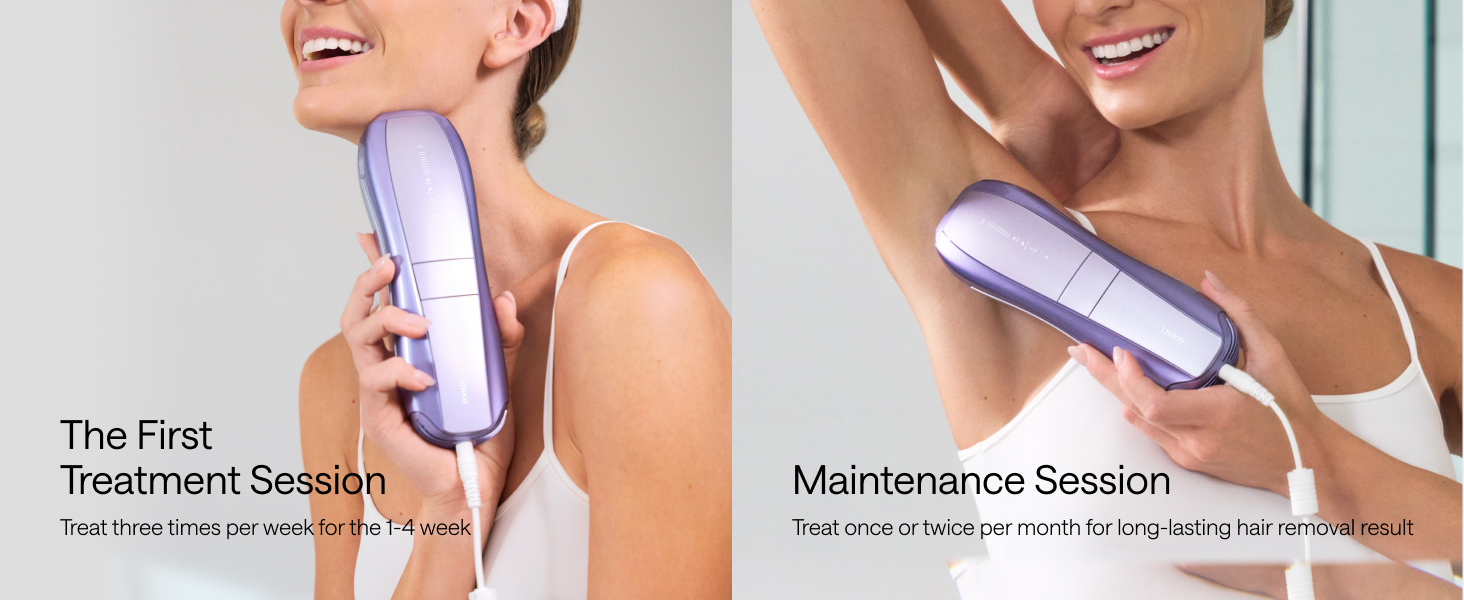 Ulike Air 10 being used on a leg, demonstrating device positioning