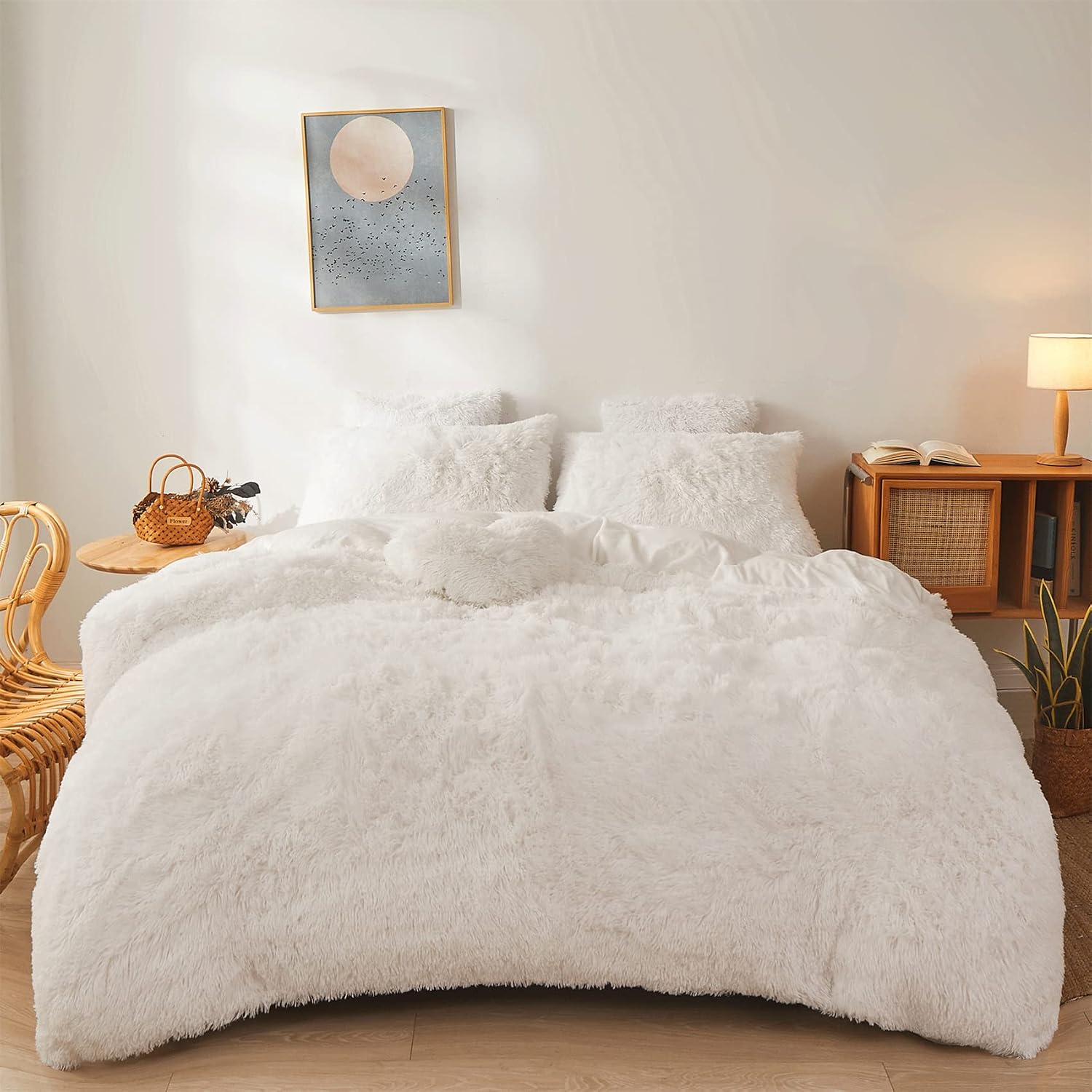Faux fur comforter set queen final styled bedroom look