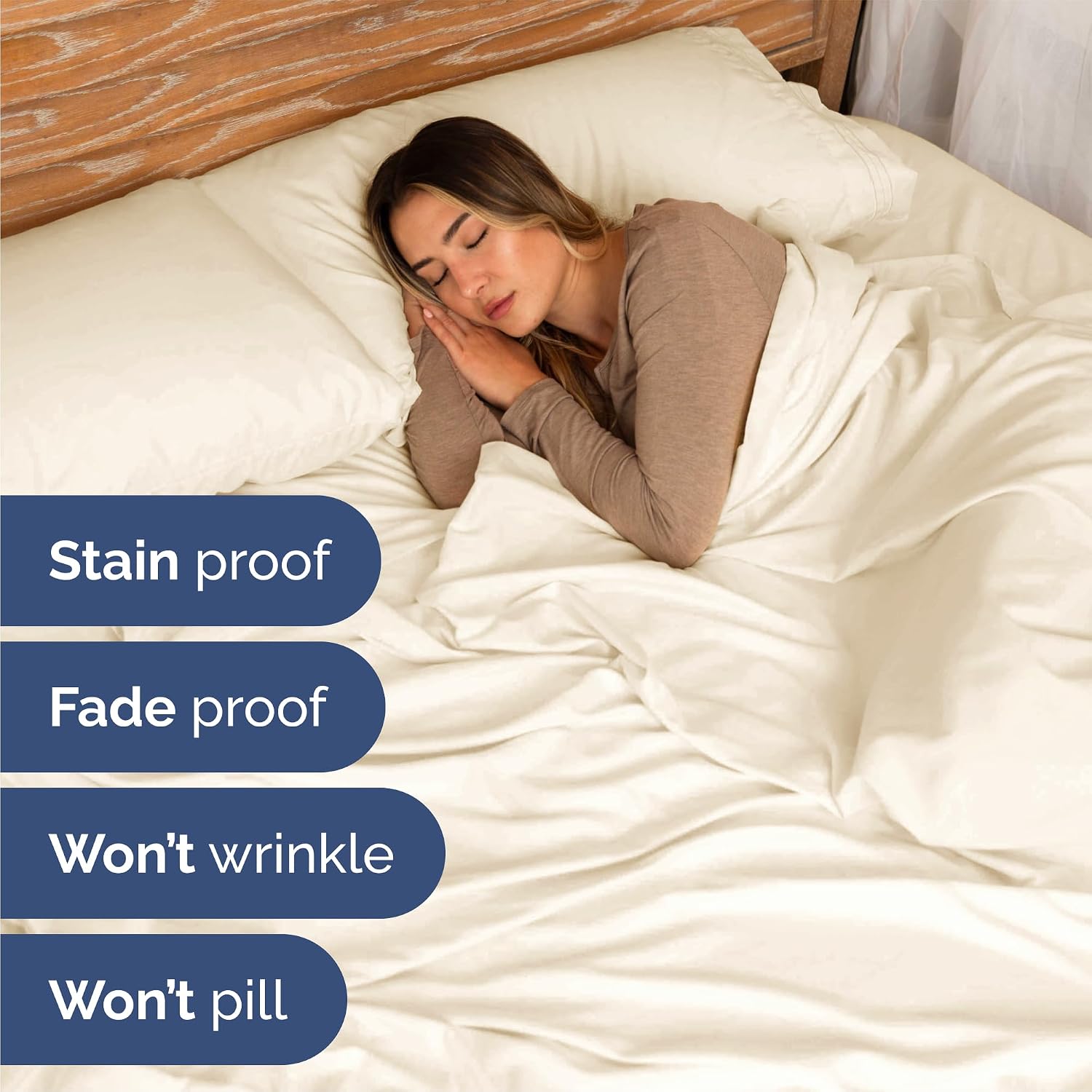 Deep pocket fitted sheet on a queen mattress corner