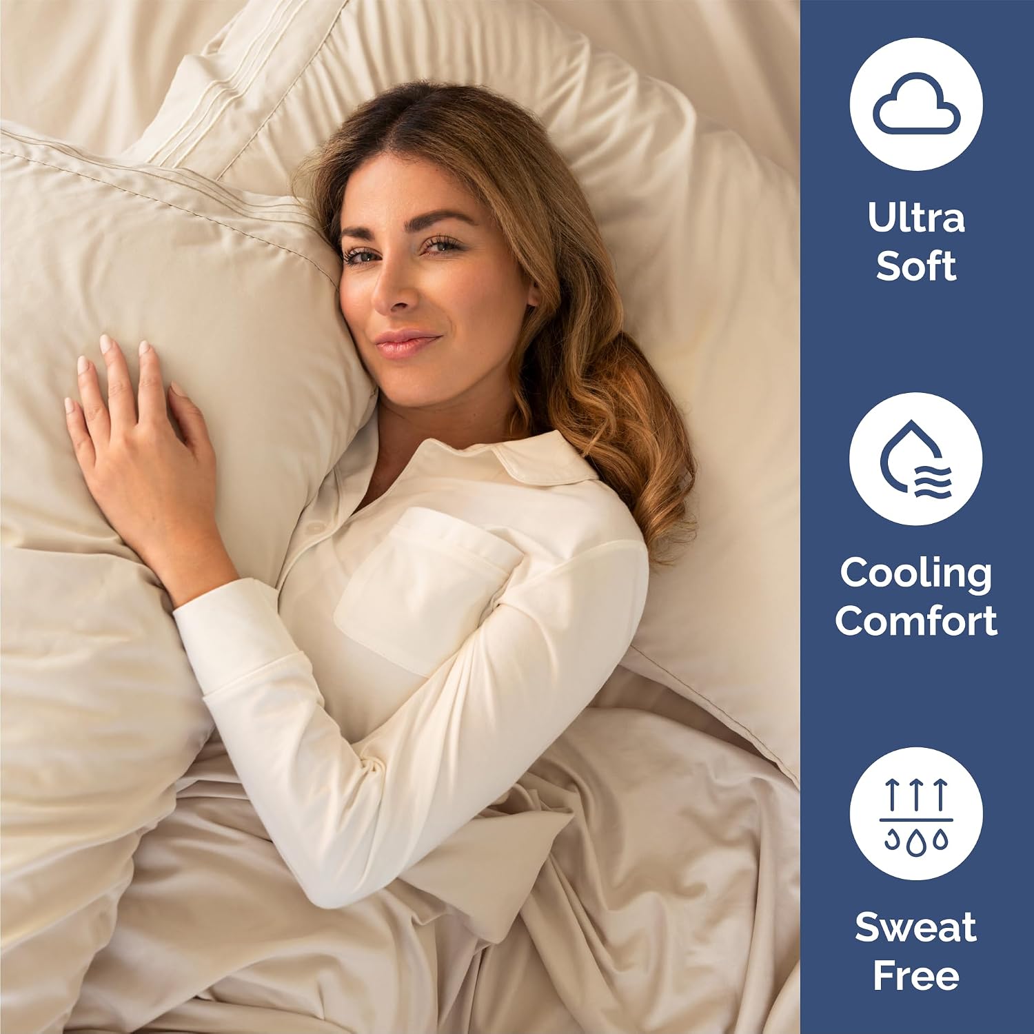 Queen sheet set with breathable fabric on a made bed