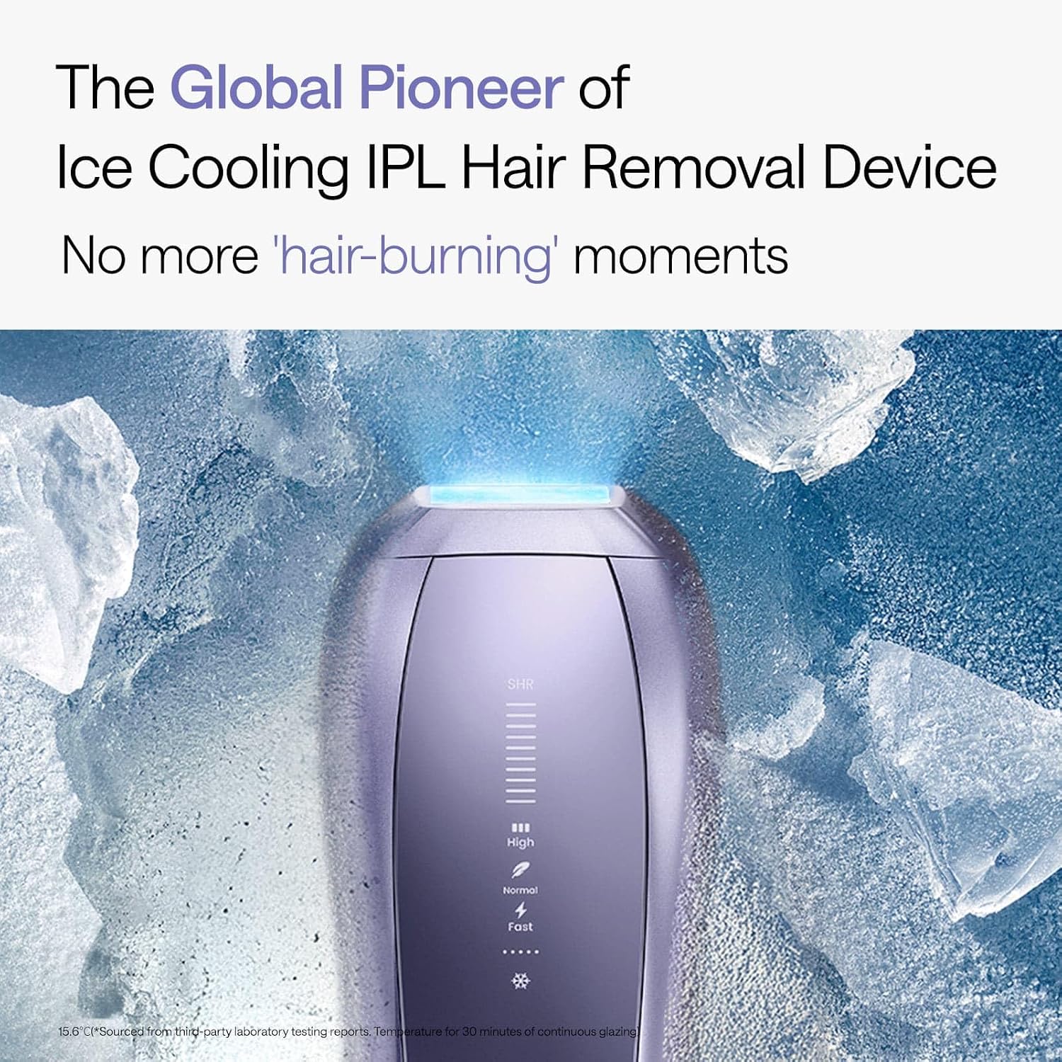 Ulike laser hair removal device with its treatment window and control display visible